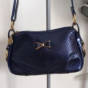 Elegant Navy Blue Quilted Handbag